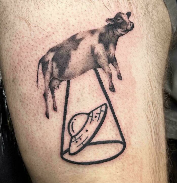 Cow UFO Tattoo? Absolutely Hilarious
