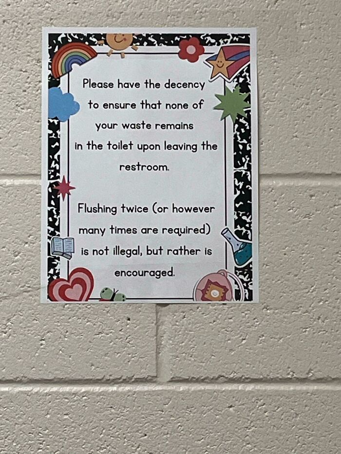Bathroom Sign at Work That Speaks Volumes