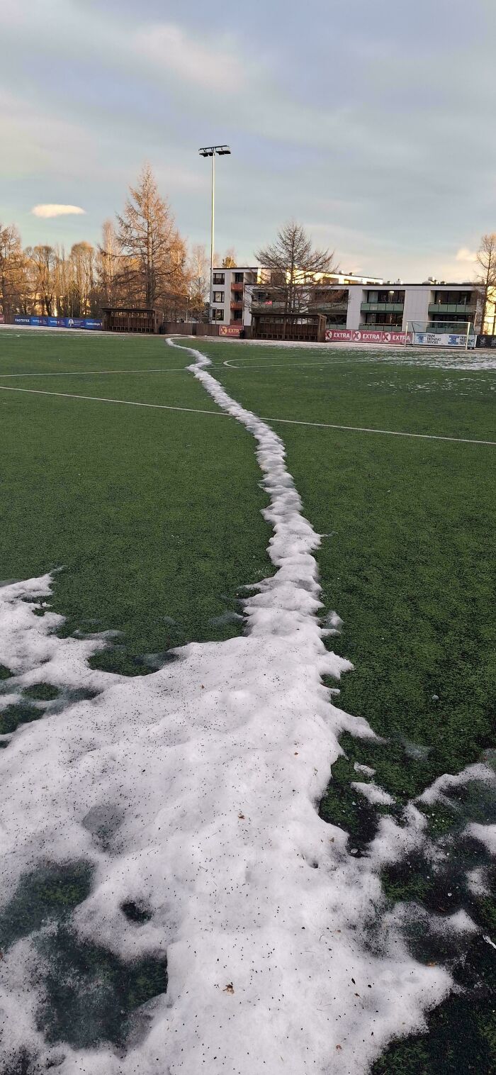 Frozen Desire Path Showing Past Footsteps