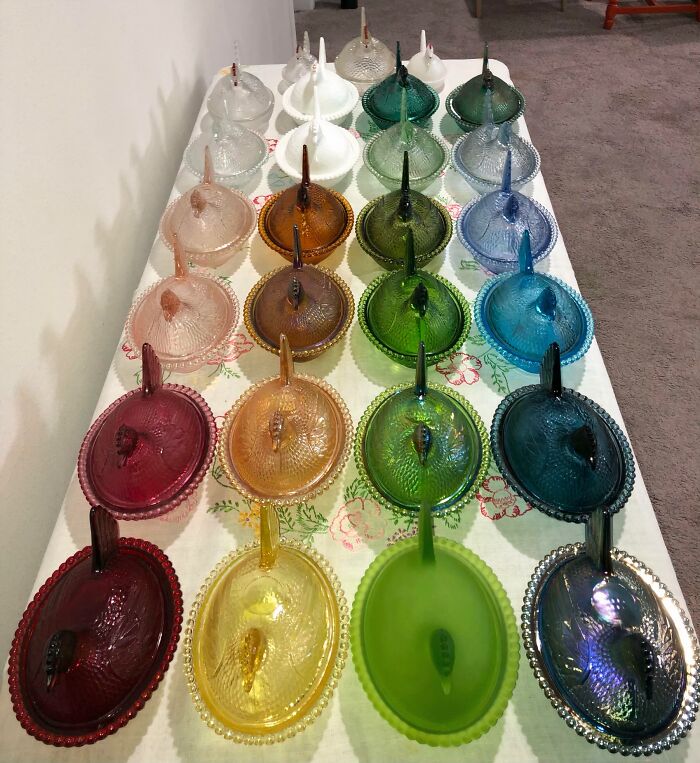 Indiana Glass Hen On Nest Army