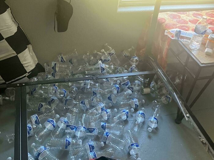 Empty Water Bottles Behind The Bed? Apparently, That’s A Thing