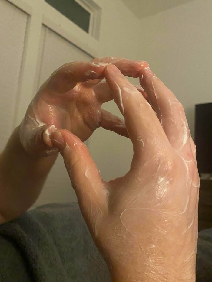 He Uses Way Too Much Hand Lotion Every Night. Seriously, The Whole Bottle?