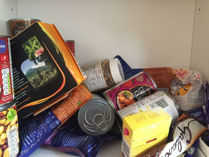 This Is What Happens When You Just Dump Shopping Bags Into The Pantry