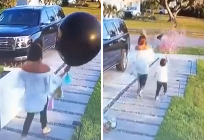 Kid Pops The Big Gender Reveal Balloon
