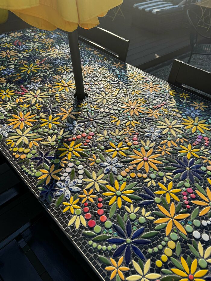 Deck Table Leg Rescue Turned Custom Tile Mosaic Top