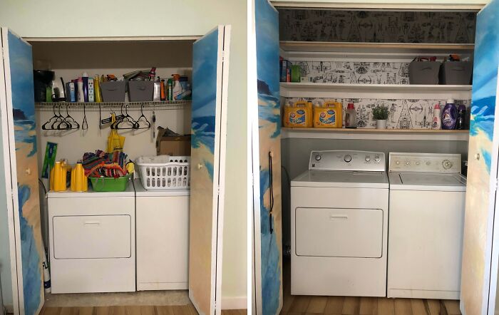 Laundry Closet Before and After with New Floors!