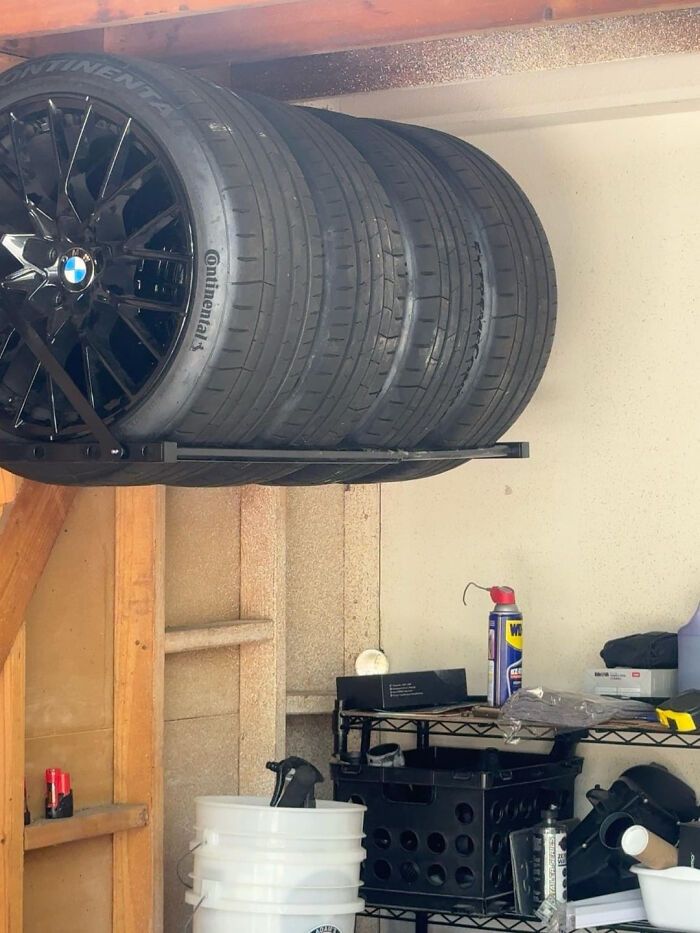 Installed a Wall-Mounted Tire Rack — Garage Goals
