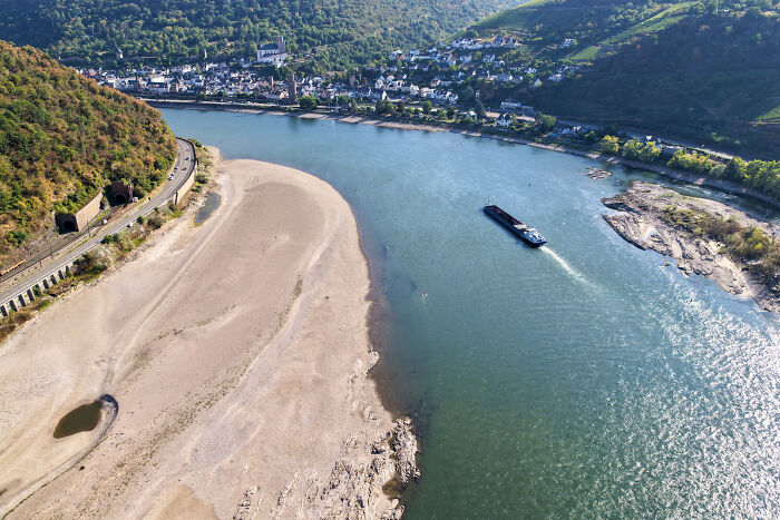 Low Rhine Water Messing with Big Cargo Ships