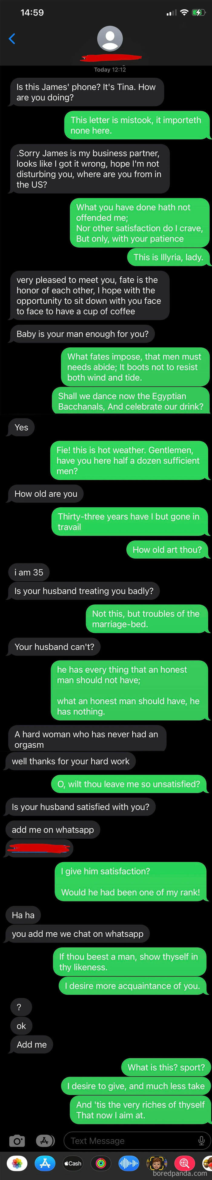 Scammer Engages With The Complete Works Of Shakespeare