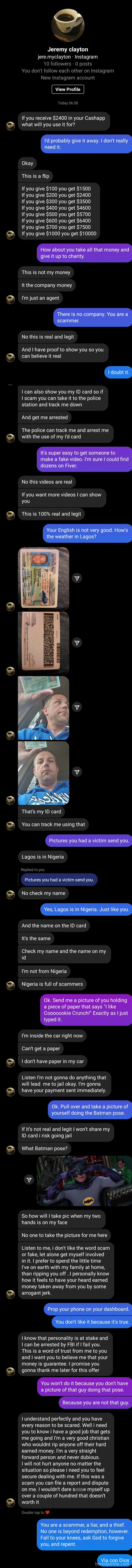 Silly Scammer On Instagram
