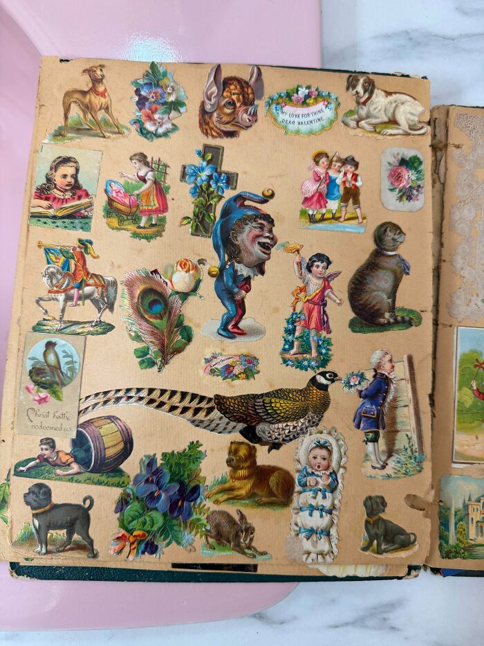 Antique Scrapbook Full of Wild Stickers and Papers