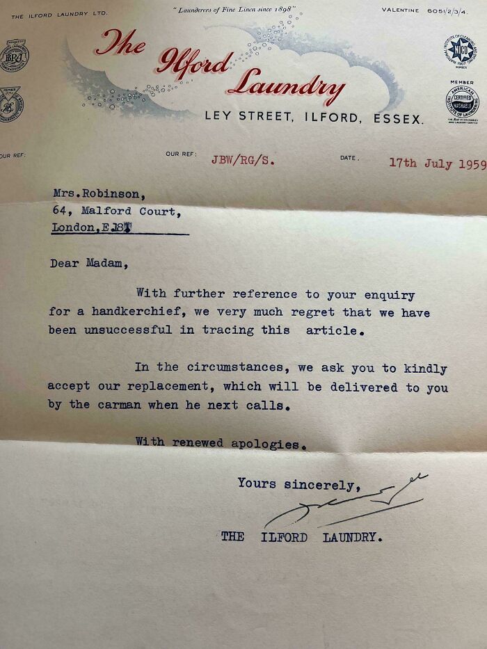 Customer Service Letter from 1956: Classic!