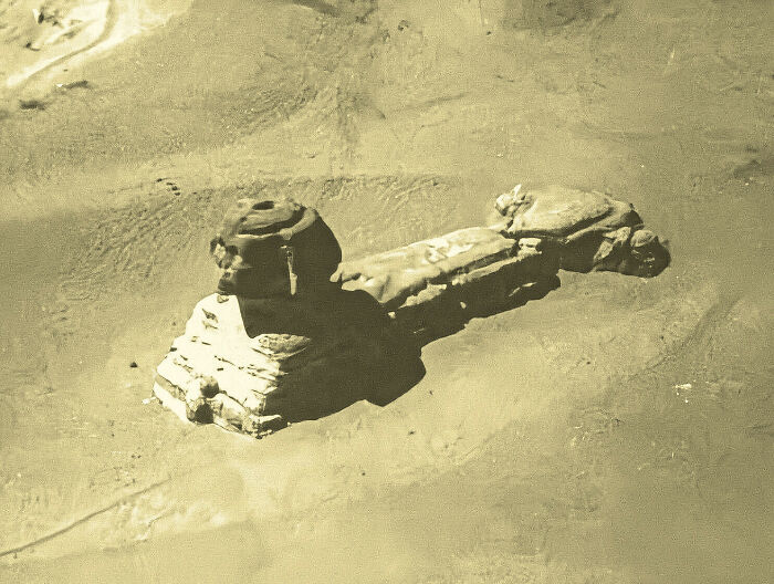 Hot Air Balloon Shot Of The Sphinx Covered In Sand, Late 1800s