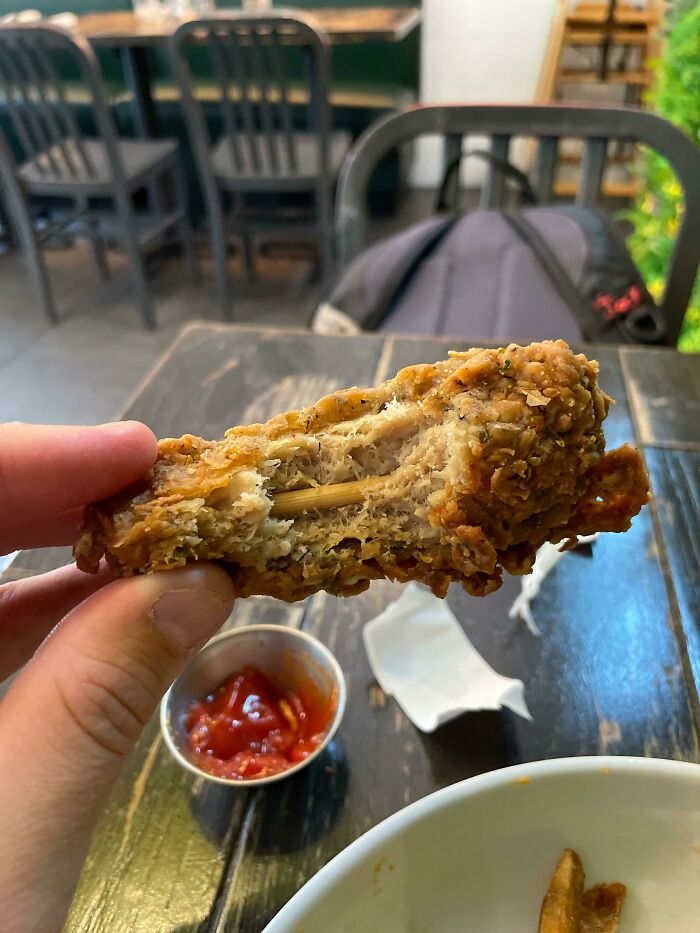 Found A Wooden Bone In My Vegan Chicken Wing