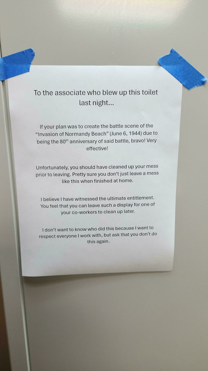 Note Left on a Bathroom Stall at Work That Makes You Go 'Huh?'
