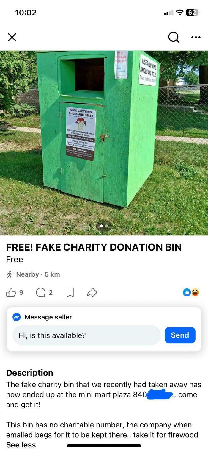 Fake Charity Donation Bin—Because Why Not?