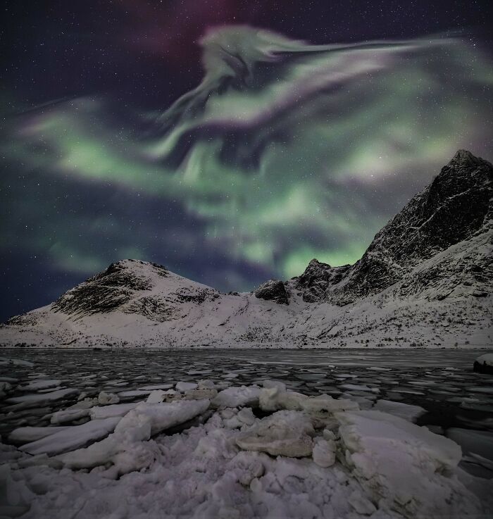 "Eagle-Shaped Aurora Flies Over Norway" By Jennifer Rogers