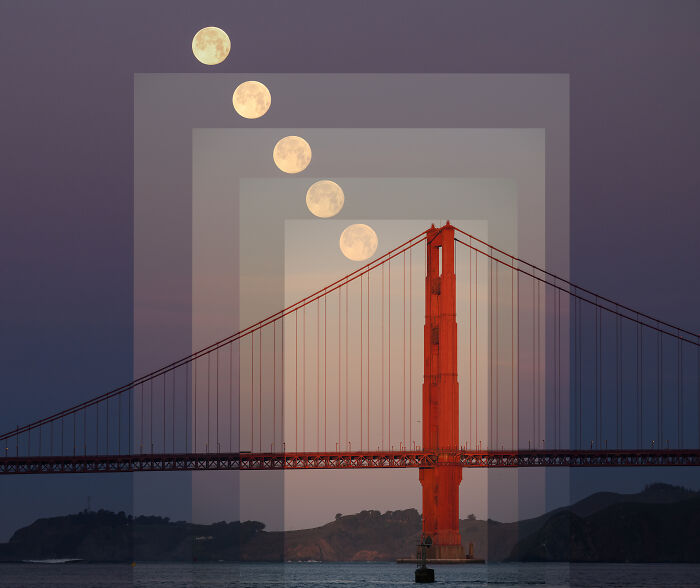 "Golden Moonset and Sunrise Show Over The Golden Gate" By Fredric Walder