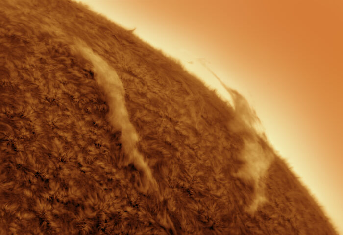 "Sun’s Fiery Fence: Suspended Plasma" By Maria Cogo