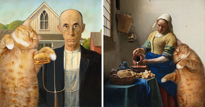 Wait, They Actually Put a Chunky Orange Cat In These Famous Paintings?!