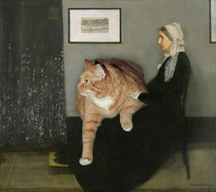 Whistler's Mother With The Cat
