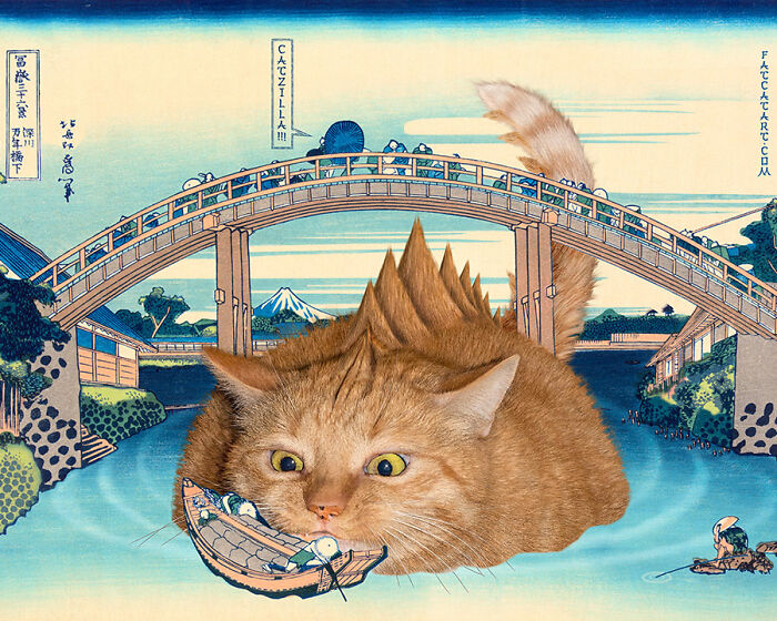 Catzilla Pops-Up Under The Mannen Bridge At Fukagawa
