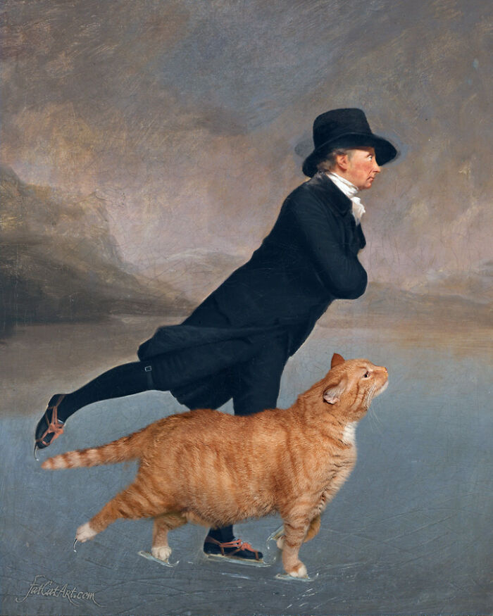 Reverend Robert Walker Skating On Duddingston Loch With His Cat