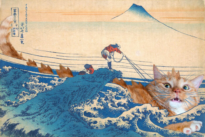A Fisherman Catches Catzilla By His Whiskers In Kajikazawa In Kai Province
