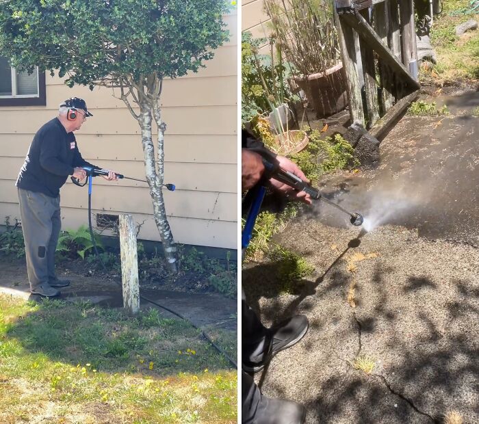 Dad’s First Power Washer Experience (Age 82!)