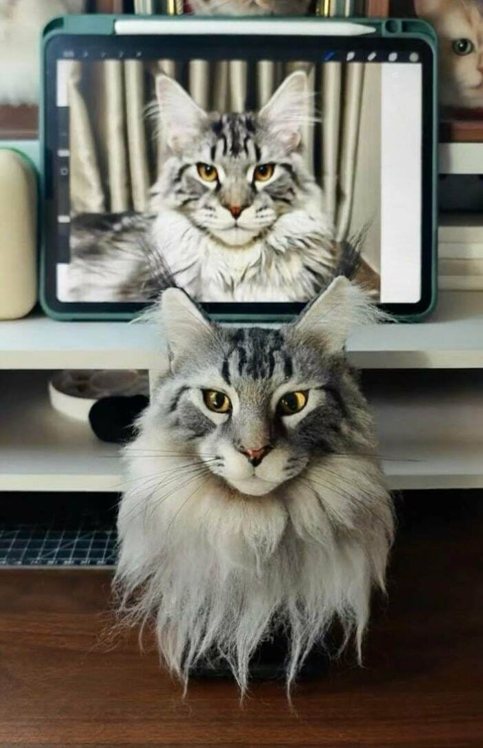 I Tried To Capture The Calm Pride Of A Maine Coon In Wool Form