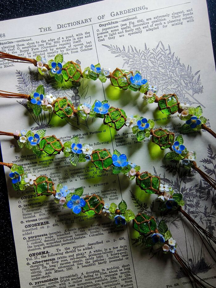Bracelets Made With Crystals And Waxed Cord—Are They Not Vines Trying To Grow?