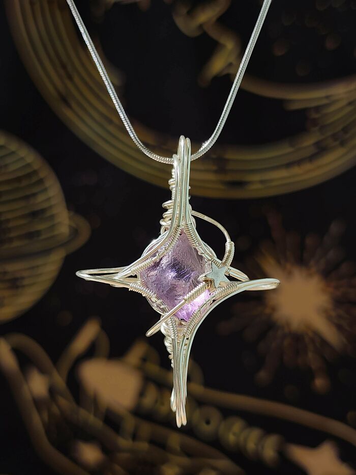 Wire Wrapped Cross Pendant With Amethyst—Look At That Sparkle!