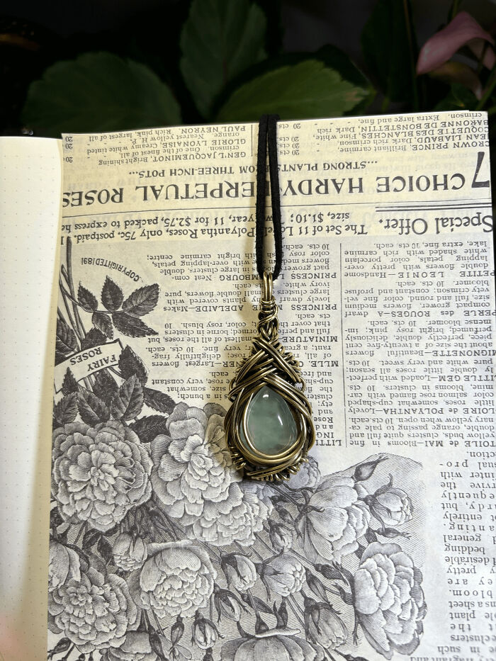Handcrafted Pendant With Prehnite And Brass—Looking Fancy!