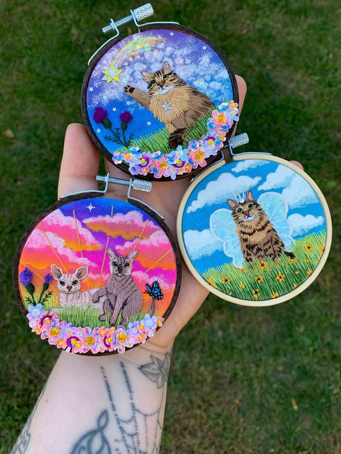 Recent Cat Embroideries Because Cats Are Life