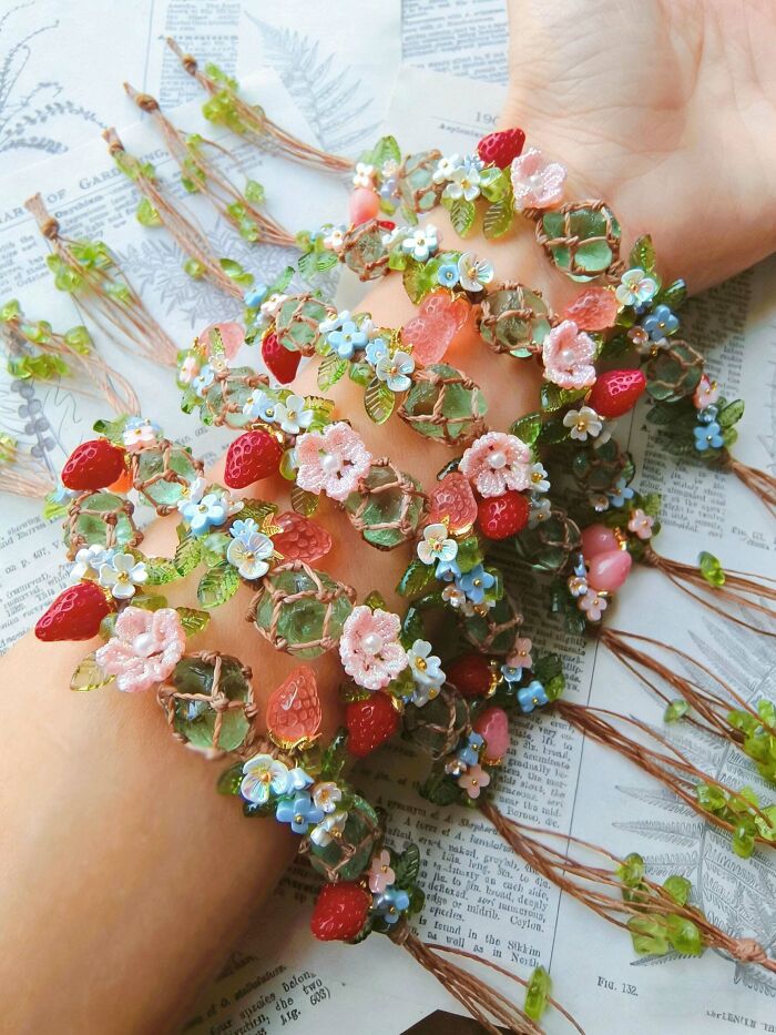 Strawberry Bracelets Galore! They Look Like A Ripe Little Vine