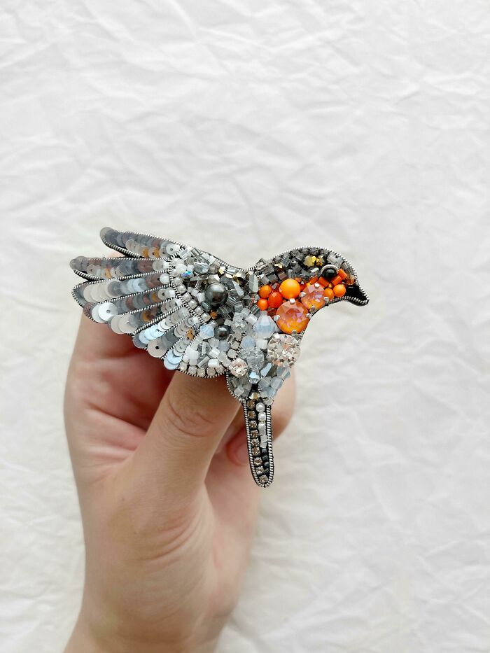 Handmade Robin Redbreast Brooch—My Little Birdie!