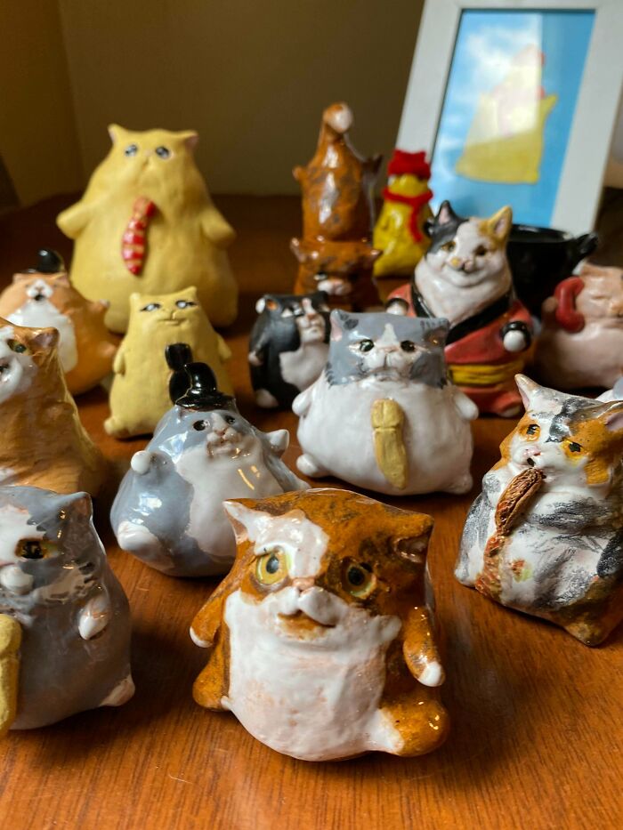 Handmade Clay Cats Fresh From My Oven—Cute Alert!