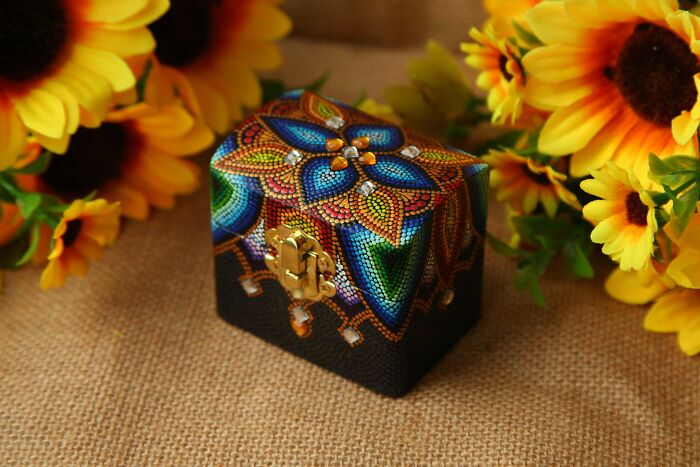 Freshly Hand Painted Wooden Box—Look At Those Details!
