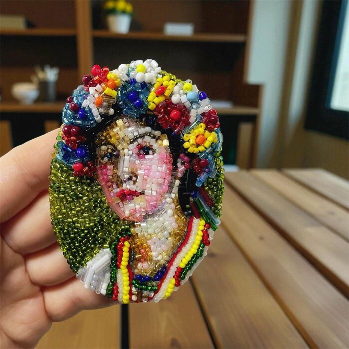 Hand-Embroidered Beaded Portrait That’s Jaw-Dropping