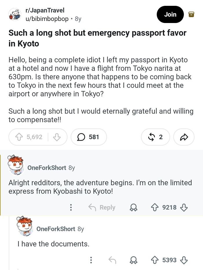 Redditor Forgot Passport in Kyoto Hotel but Got It Delivered Faster Than You Can Say "Phew!"