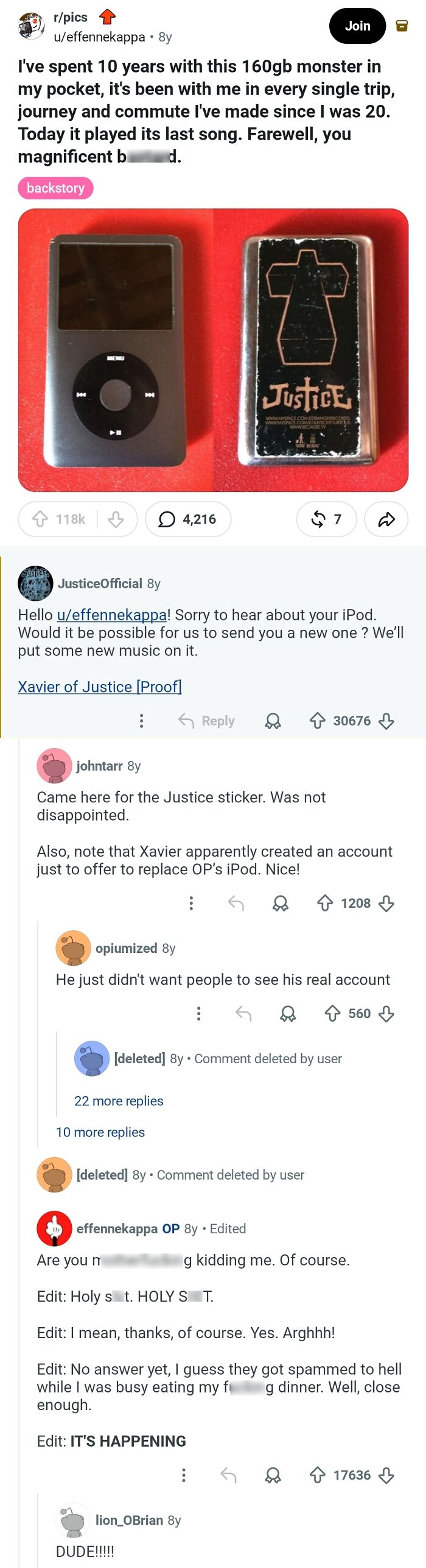 Band Member Shows Up to Replace a Beloved iPod, Because of Course They Did
