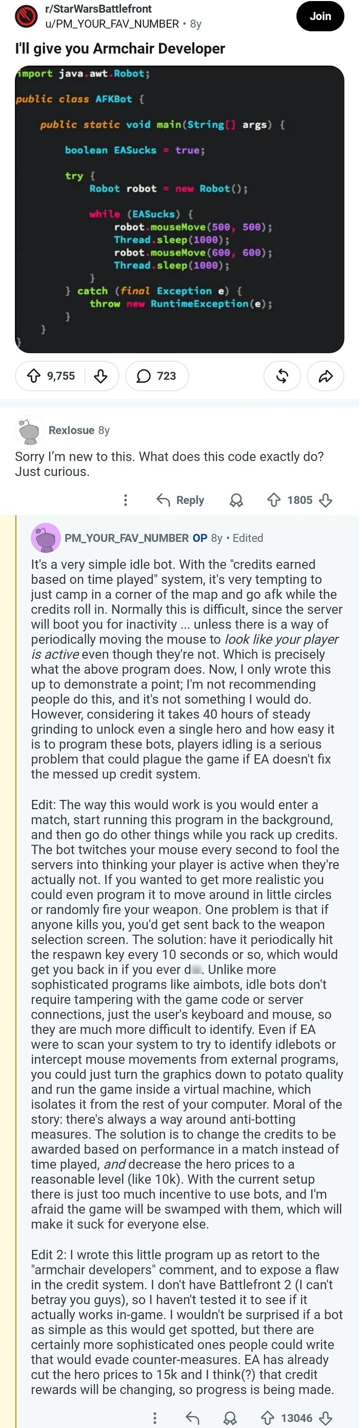 EA Calls Fans 'Armchair Developers' – So a Fan Made a Bot to Prove Them Wrong