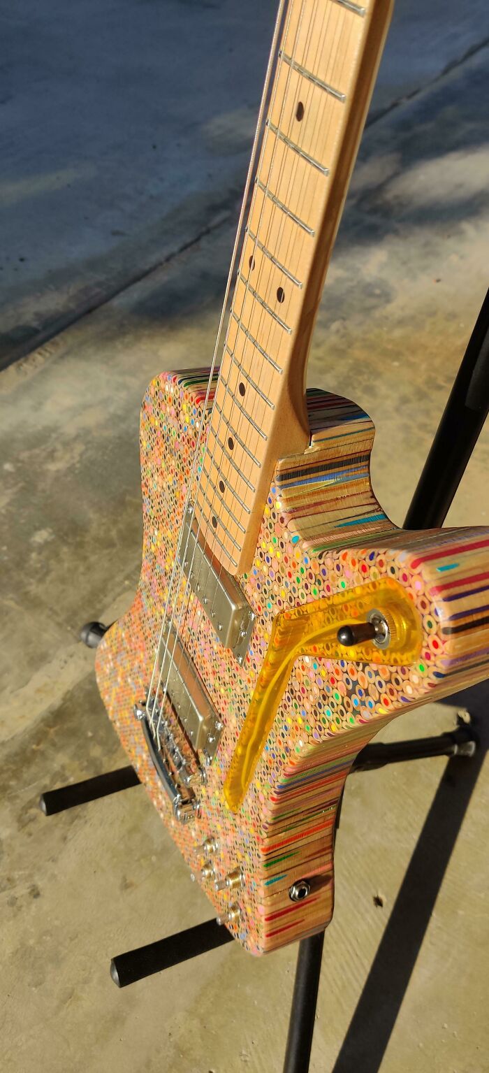 Guitar Made Entirely Out Of Colored Pencils — So Cool!