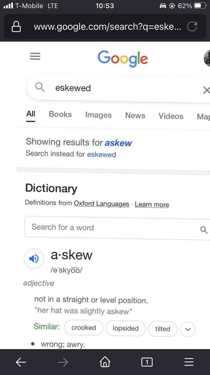Googling 'Askew' Actually Tilts The Page!