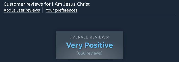 "I Am Jesus Christ" Game Has Exactly 666 Steam Reviews