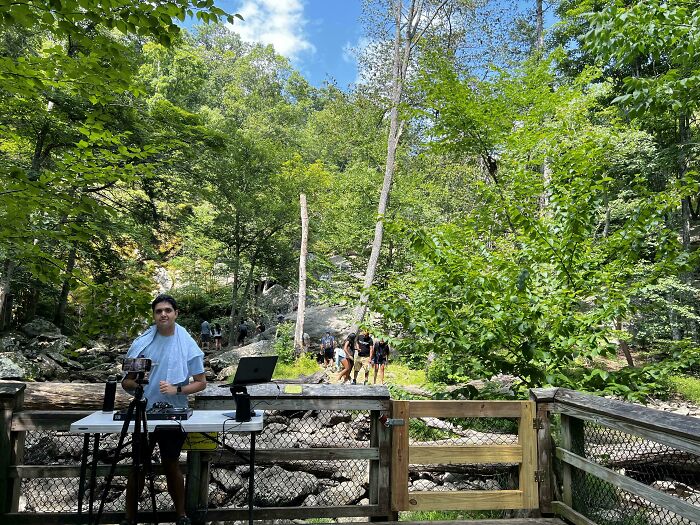 DJ Decides The Falls Are Her Stage — With Speakers Blasting