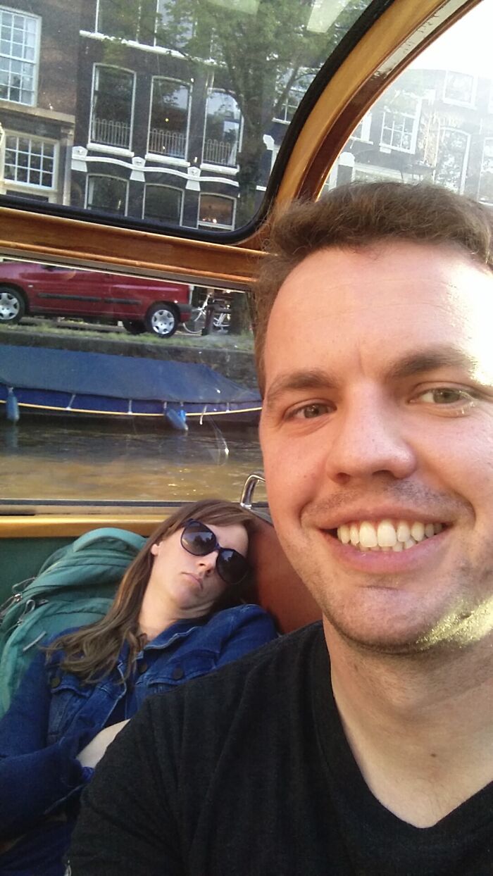 So Excited for a Romantic Amsterdam Canal Tour, She Couldn’t Sleep!
