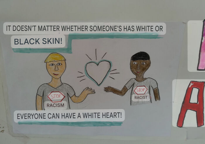 Some Kids Drew An Anti-Racism Poster and Uh... What’s Up With the White Heart?