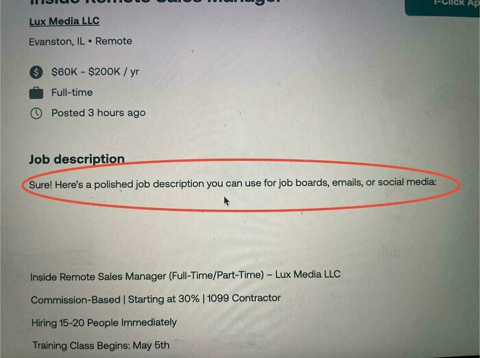 "Polished Job Description" LOL, More Like Polished Fail