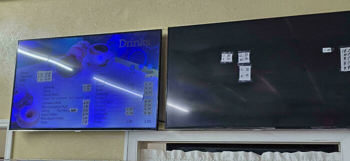 My Local Donut Shop Taped Paper On Their TVs To Change Prices